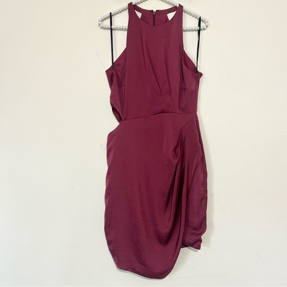 Stylestalker Satin Drape Asymmetrical Hem Peekaboo Hip Cocktail Dress SZ MED - Picture 2 of 7